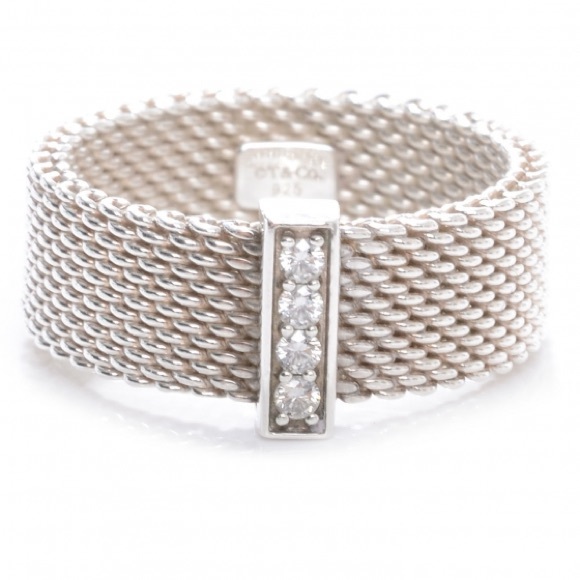 Tiffany and Co. Somerset ring, sterling silver with diamonds, size 4.5 - Picture 2 of 16